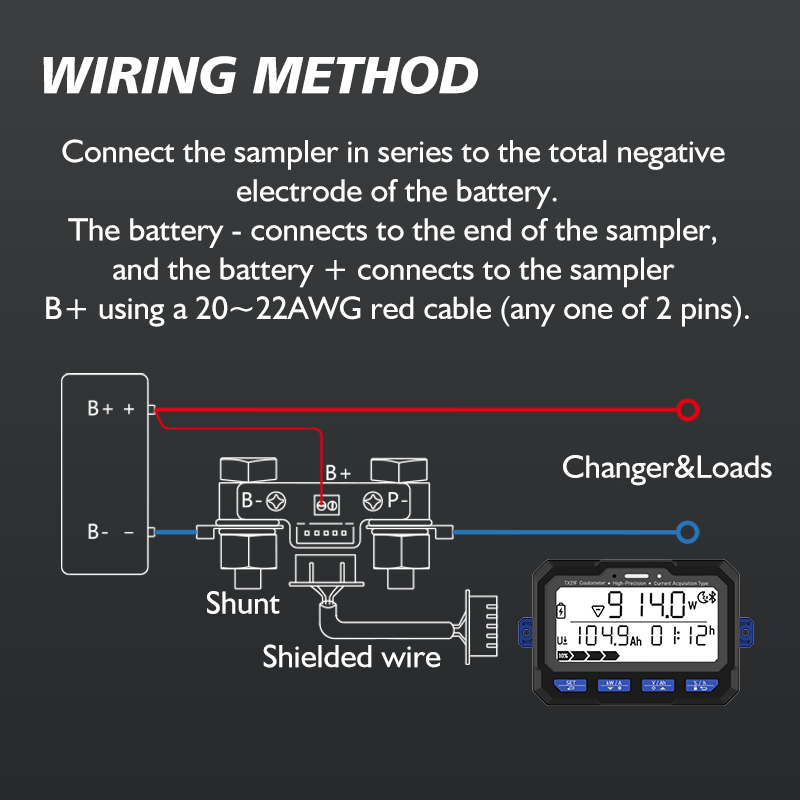 TX21 8-120V350A Battery Monitor Bluetooth Battery Tester Voltage Current RV Battery Coulomb Meter Capacity Indicator