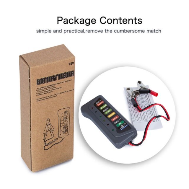 Tiroflx 12V Auto Car Digital Battery Alternator Tester 6 LED Lights Display Tool For Cars Vehicle Motorcycle Batteries