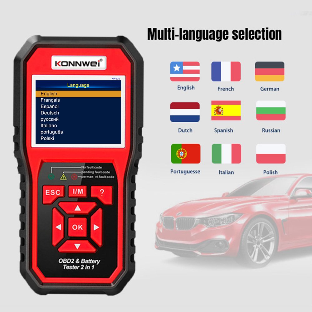 KONNWEI Lithium battery tester lead acid battery analyzer diagnostic tool 2in1 car battery tester for print and upgrade