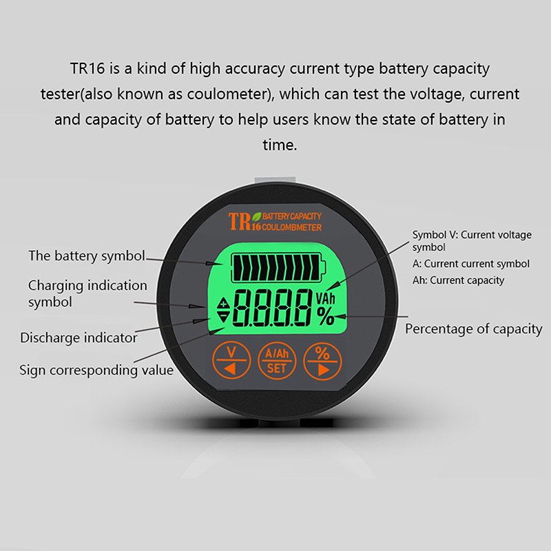 TR16H coulomb meter power display meter electric vehicle lithium iron phosphate battery capacity tester