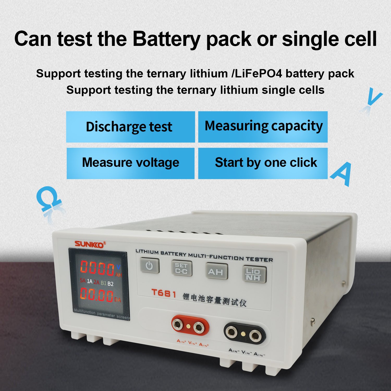 sunkko T-681 0-84V Lithium Battery Capacity Tester 18650 Battery Voltage Tester liion lifepo4 Discharge Tester