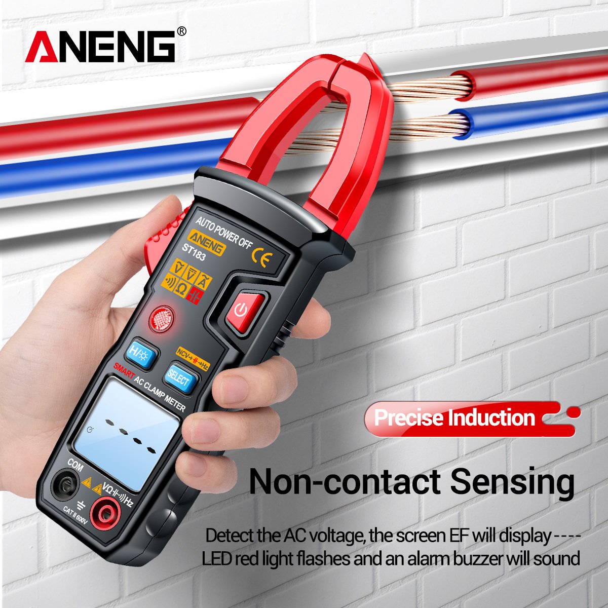 ANENG ST183 Digital Clamp Ammeter Pliers AC Current 6000 Counts True RMS DC/AC Voltage Tester Hz Capacitance NCV Ohm Clamp Meter