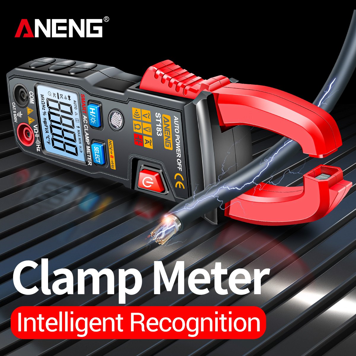ANENG ST183 Digital Clamp Ammeter Pliers AC Current 6000 Counts True RMS DC/AC Voltage Tester Hz Capacitance NCV Ohm Clamp Meter