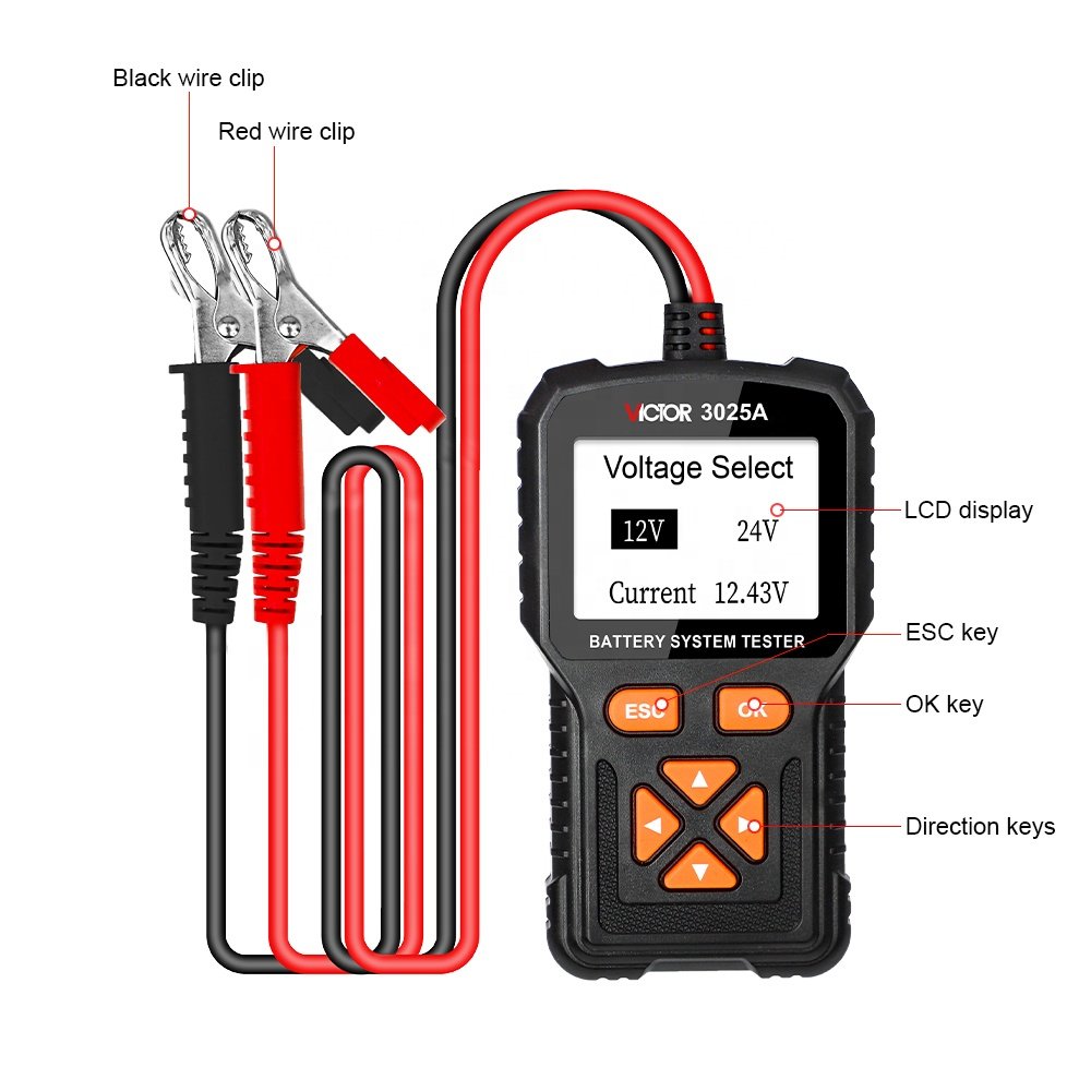 VICTOR 3025 series New Battery Tester 4 lines kelvin test method charging system test