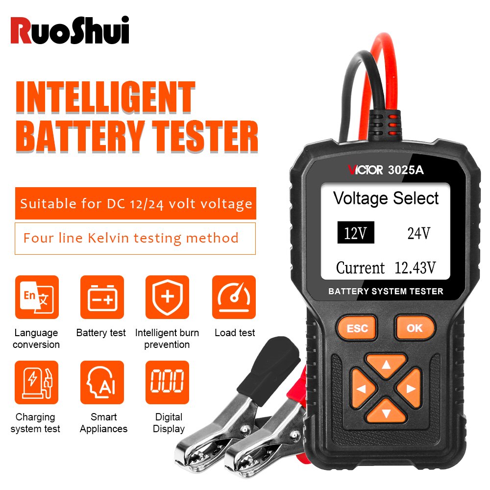 VICTOR 3025 series New Battery Tester 4 lines kelvin test method charging system test