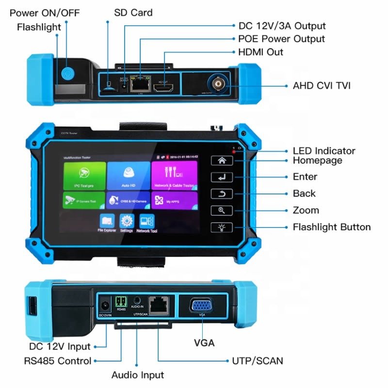 IP IPC-5100 Plus CCTV Tester 4K IP CVBS CVI TVI AHD 5-in-1 Android System CCTV Camera Tester Cable Tracer POE IPC-5200 PLUS