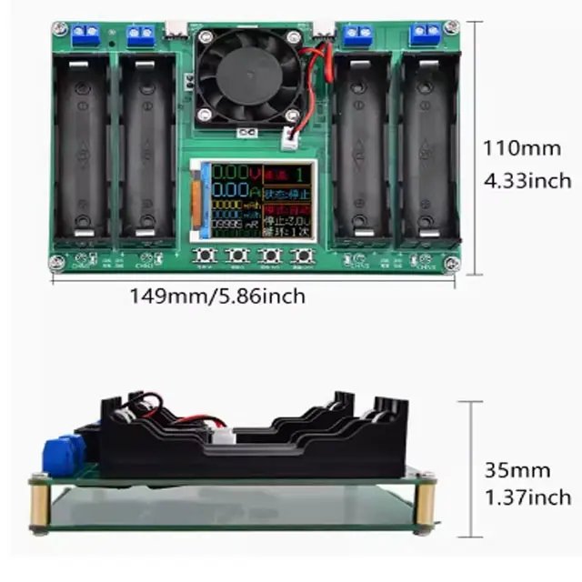 18650 lithium battery capacity tester, internal resistance tester four-way automatic charging and discharging module TypeC port