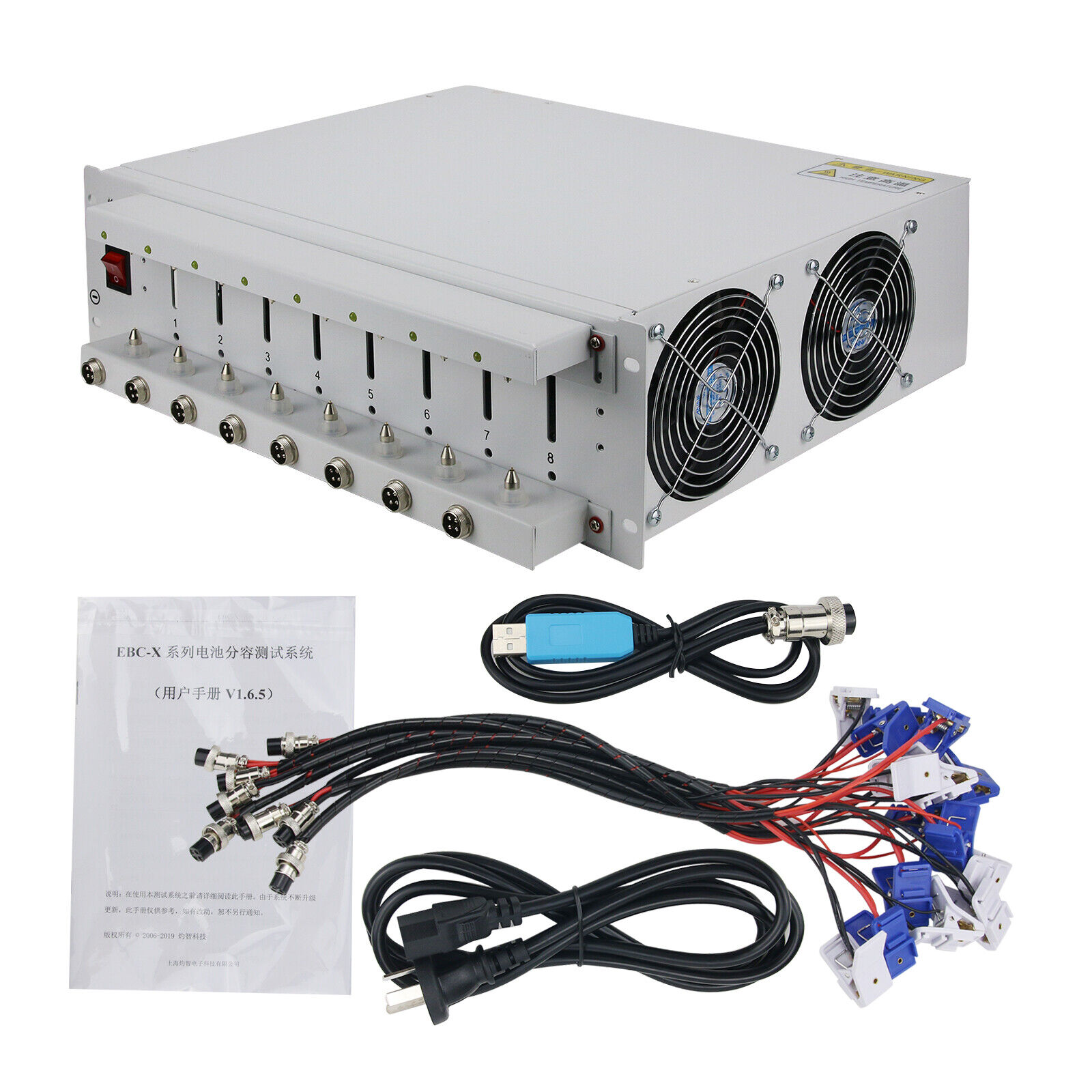 EBC-X 8-Channels 18650 lithium Battery Capacity Tester Charge & Discharge 10A Cycle Aging Tester 10 charge 10a discharge