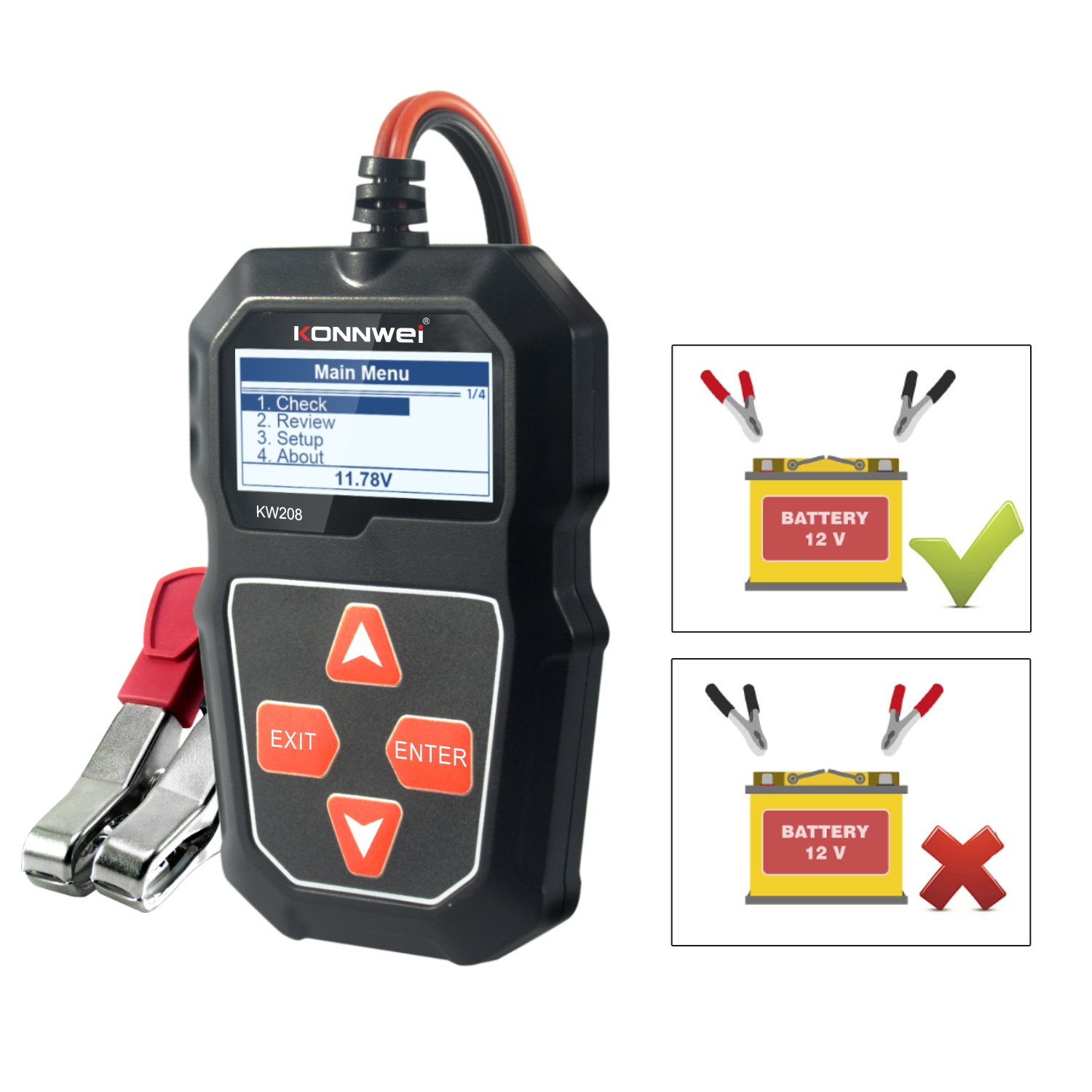 KW208 Automotive Alternator Tester Digital Auto Battery Analyzer Charging Cranking System Tester 12V Cars Battery Tester