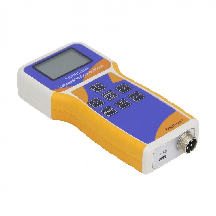 YK-VR1220H 18650 Lithium Battery Meter Voltage & Resistance Meter w/ Clips Test Leads Battery Holder