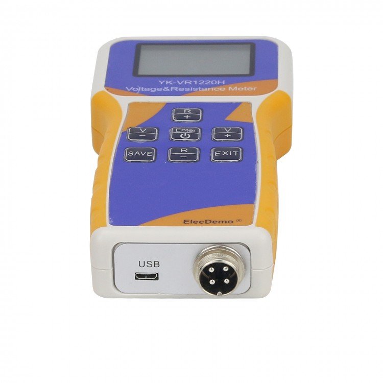 YK-VR1220H 18650 Lithium Battery Meter Voltage & Resistance Meter w/ Clips Test Leads Battery Holder