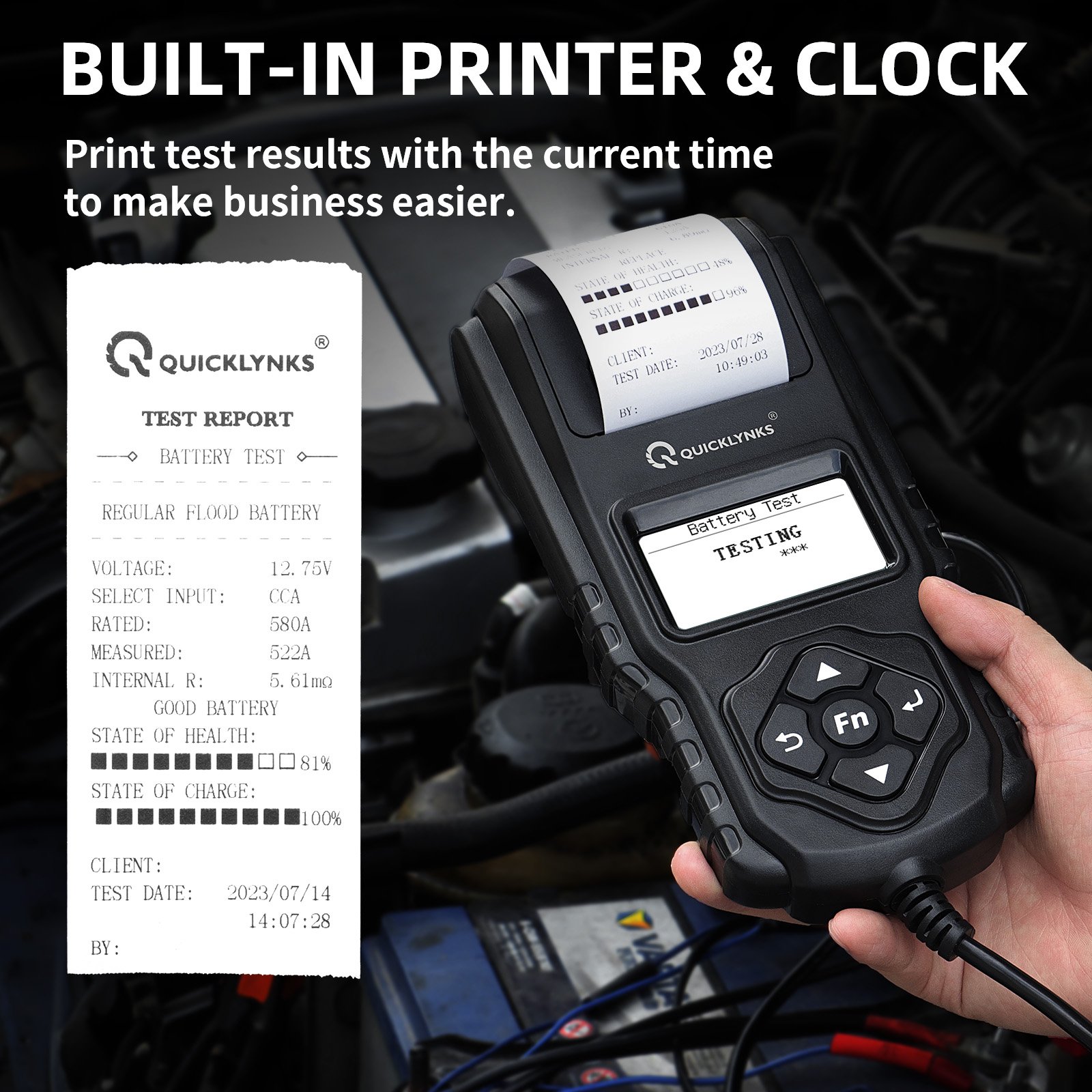 BA2000 Professional Battery tester with Printer Battery CCA test analysis SOC SOH VOL internal resistance health state