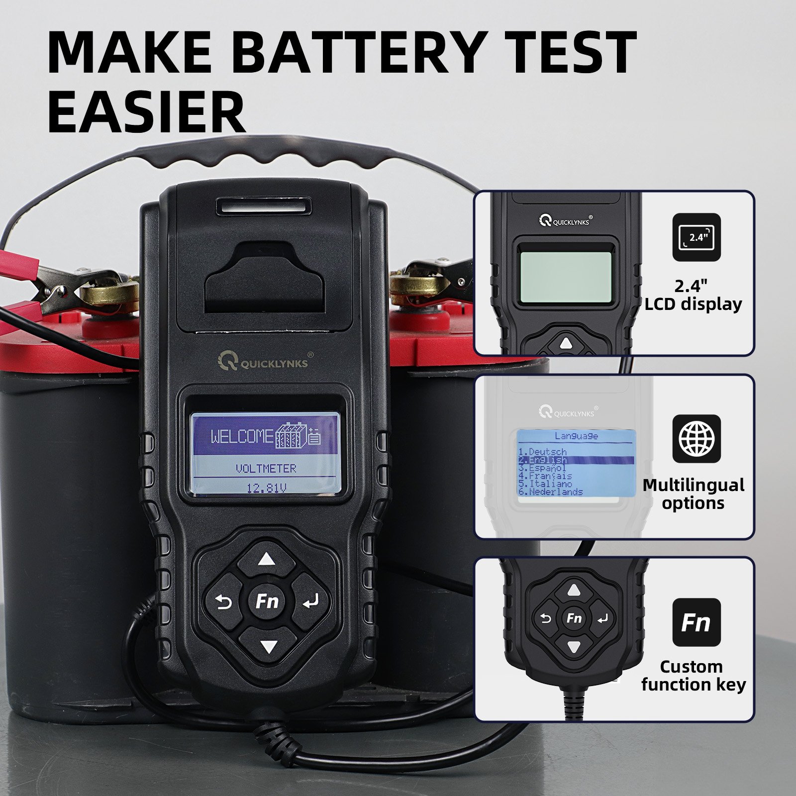 BA2000 Professional Battery tester with Printer Battery CCA test analysis SOC SOH VOL internal resistance health state