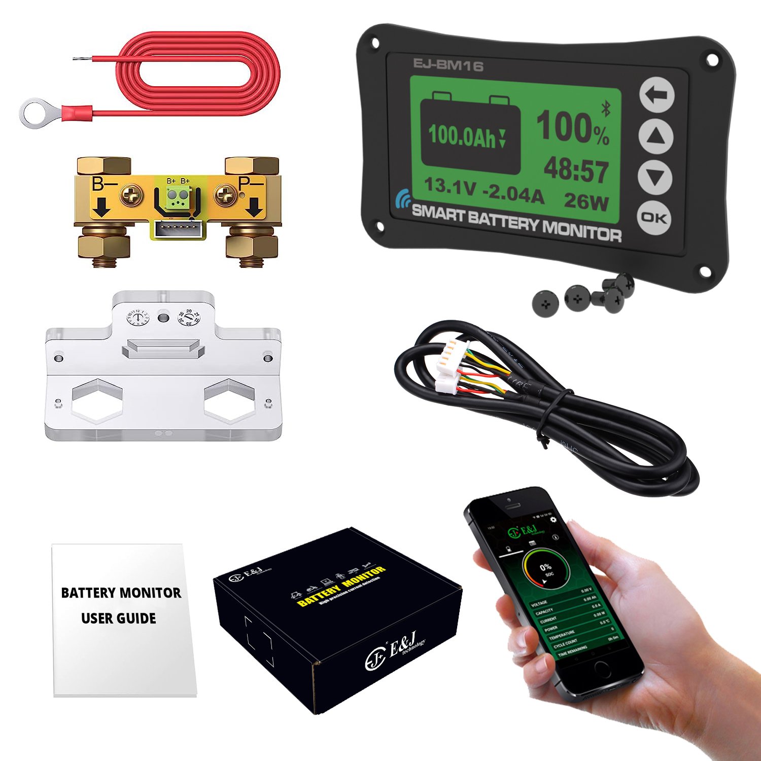 EJ-bm16 E & J smart shunt indicator lcd display batteries monitor support CANbus RS233 RS485