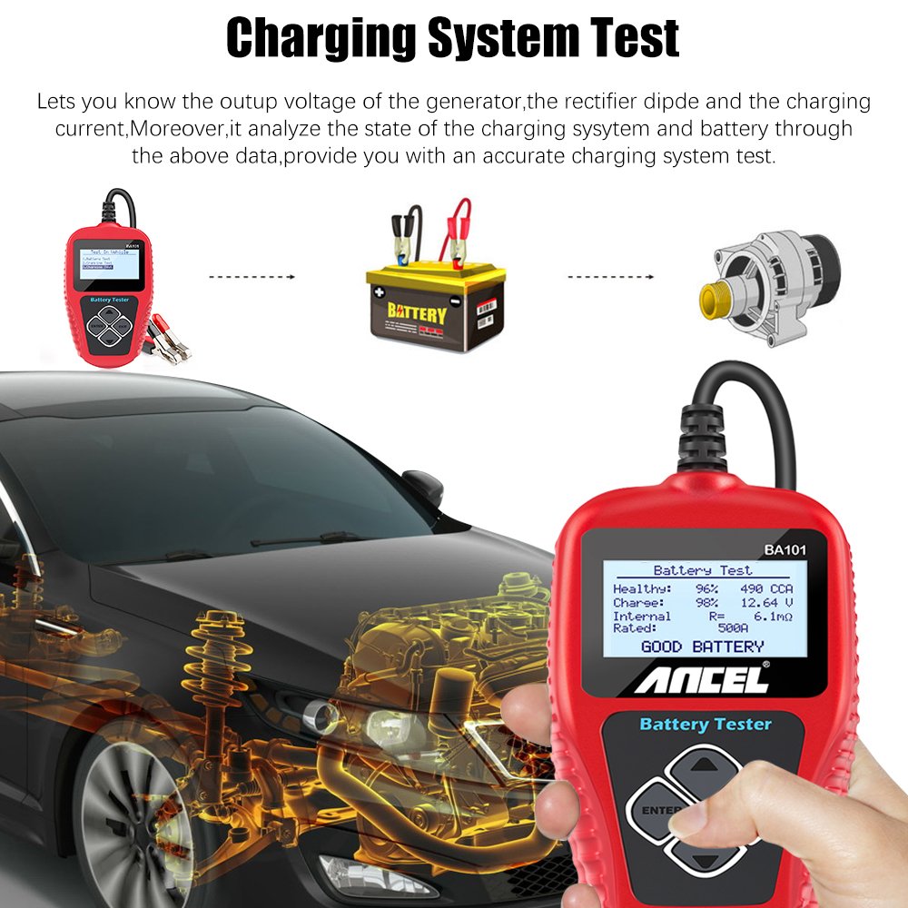 Ancel BA101 Auto Load Battery Analyzer Multi Languages Car Battery Diagnostic Tool Car Battery Tester New Arrival 12V 220AH 12