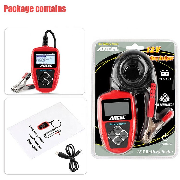Ancel BA101 Auto Load Battery Analyzer Multi Languages Car Battery Diagnostic Tool Car Battery Tester New Arrival 12V 220AH 12