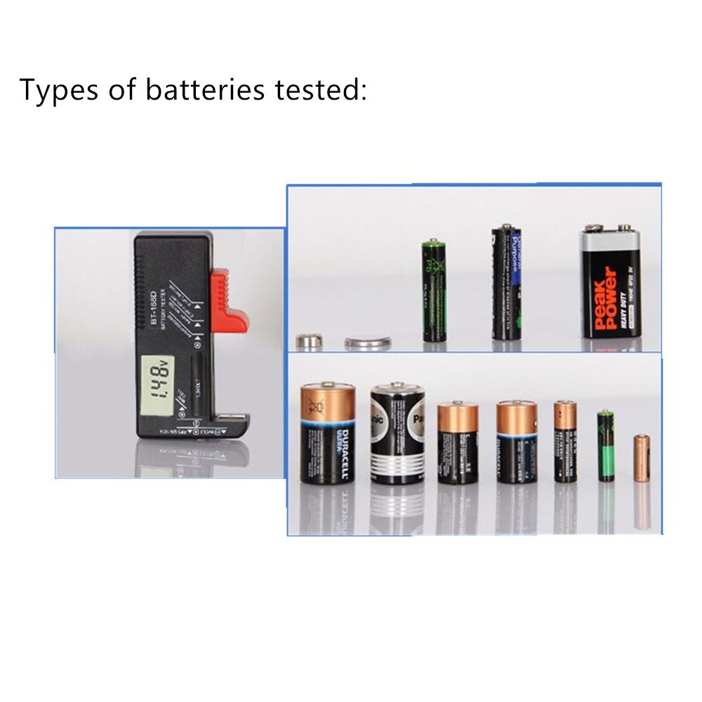 BT-168D Digital Voltage Tester Battery Meter Electronic Battery Power Measure Checker Battery Tester for 9V 1.5V 2A 3A Cell CD