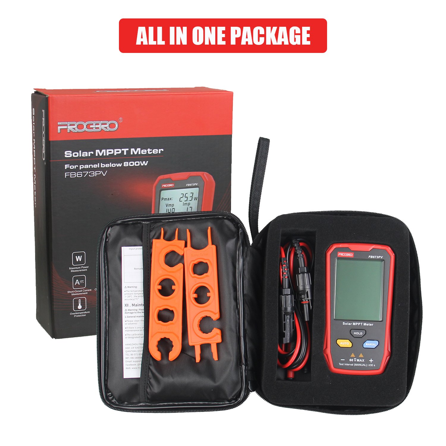 FROGBRO FB673PV PV Smart Current Voltage power tester Solar Panel tester with big LCD screen photovoltaic tester