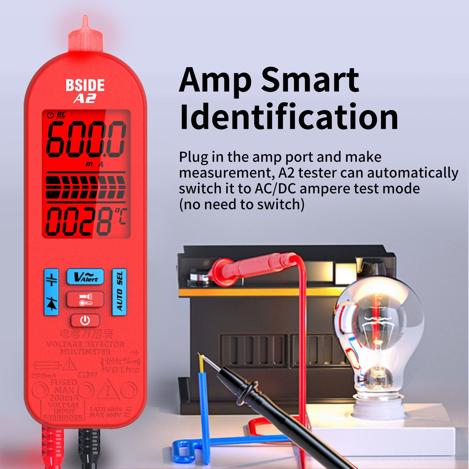 A2 6000 Counts True RMS Digital Multimeter LCD Display Screen AC/DC Intelligent Auto Range Electrical Tester with USB Charge