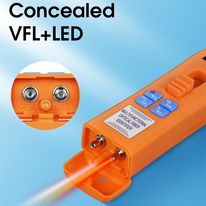 COMPTYCO MINI Charging Type Live Detector Identifier OFI+OPM+30mw VFL+LED 4in1 Fiber Tester SM MM orange Optic Fiber Identifier