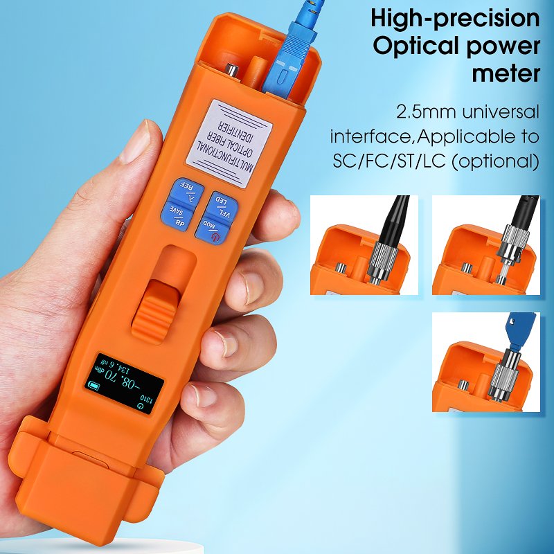 COMPTYCO MINI Charging Type Live Detector Identifier OFI+OPM+30mw VFL+LED 4in1 Fiber Tester SM MM orange Optic Fiber Identifier