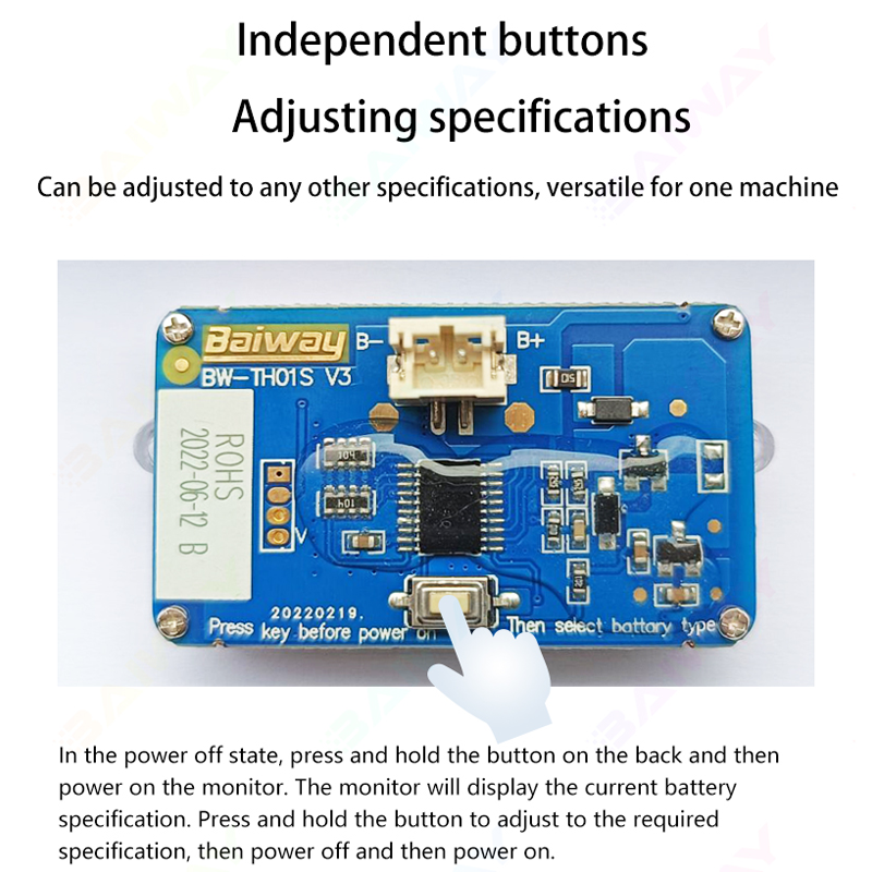BW-TH01 12V24V36V48V60V lead-acid battery lithium battery capacity level indicator battery tester board electricity meter