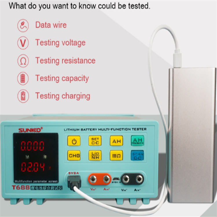 Battery Tester SUNKKO T688 18650 Lithium Battery Pack Battery Capacity Aging Discharge Tester Internal Resistance Tester
