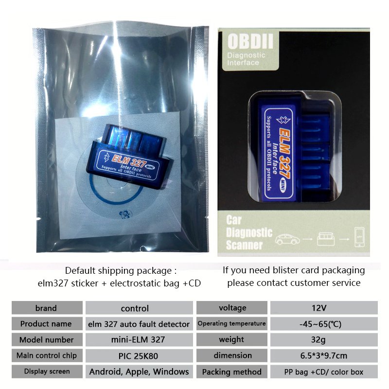 elm327 Bluetooth PIC18F25K80 chip V1.5 Automotive fault diagnosis instrument dual board obd2