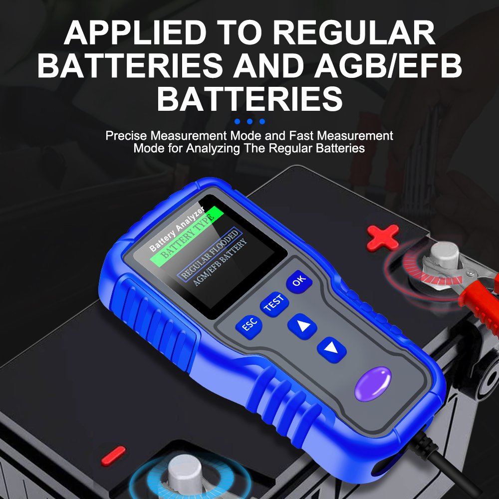 12V/24V 100~2000 CCA Battery Load Car Battery Tester Analyzer Charging Cranking System Tester for Car Truck Marine Motorcycle Bo