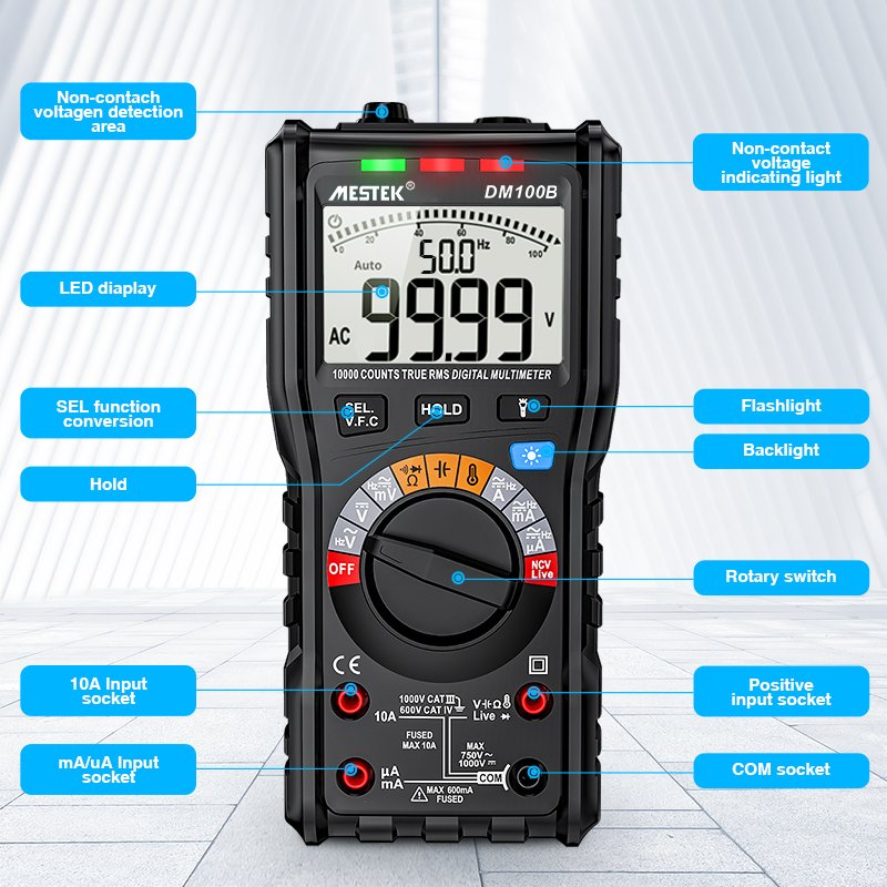 DM100B Auto-ranging MINI Low Price Pocket Digital Multimeter Tester Price with Resistance Continuity Cheap Digital Multimeter