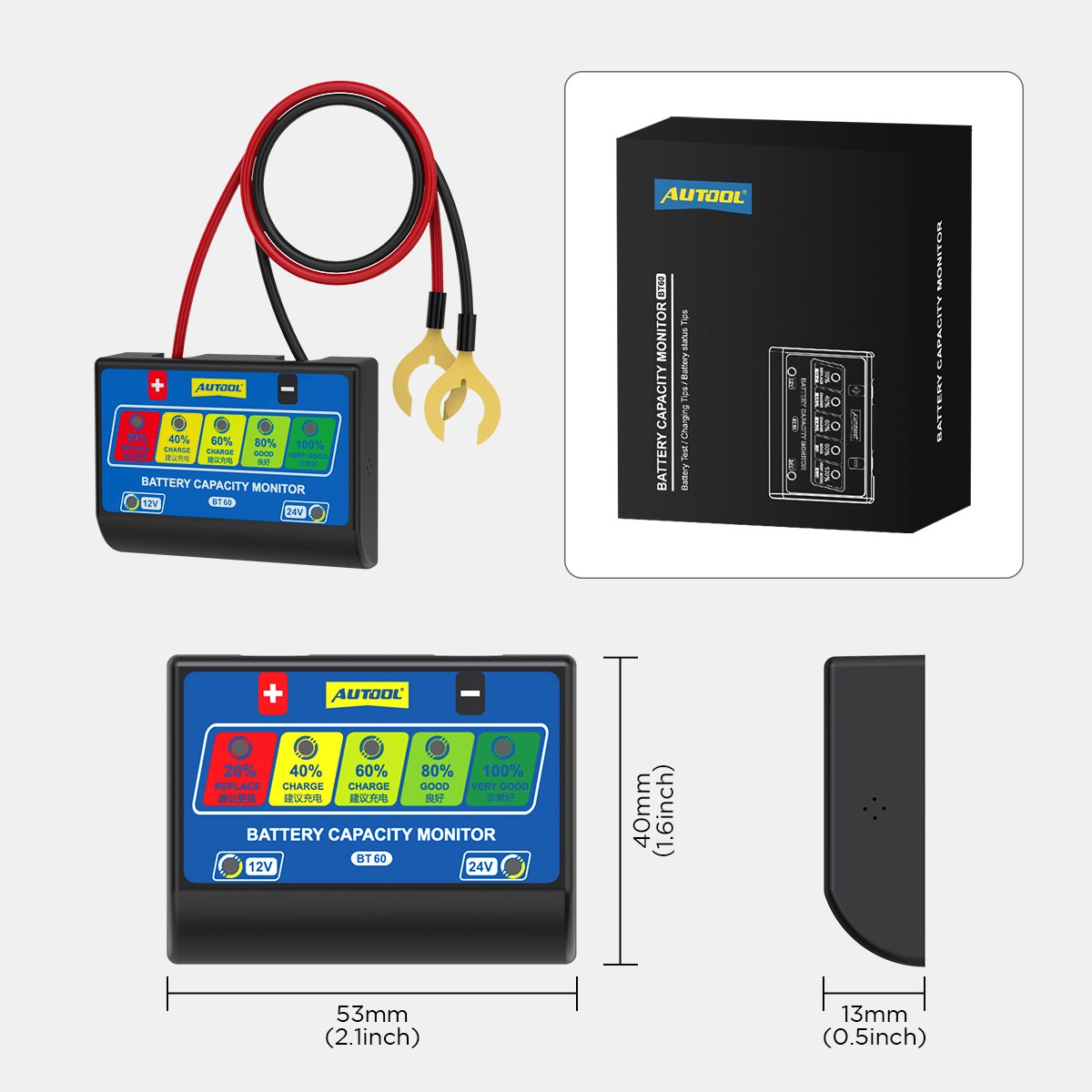AUTOOL NEW 2023 BT60 Car Battery Tester 12V 24V Car Battery MonitorAnalysis Test Tool