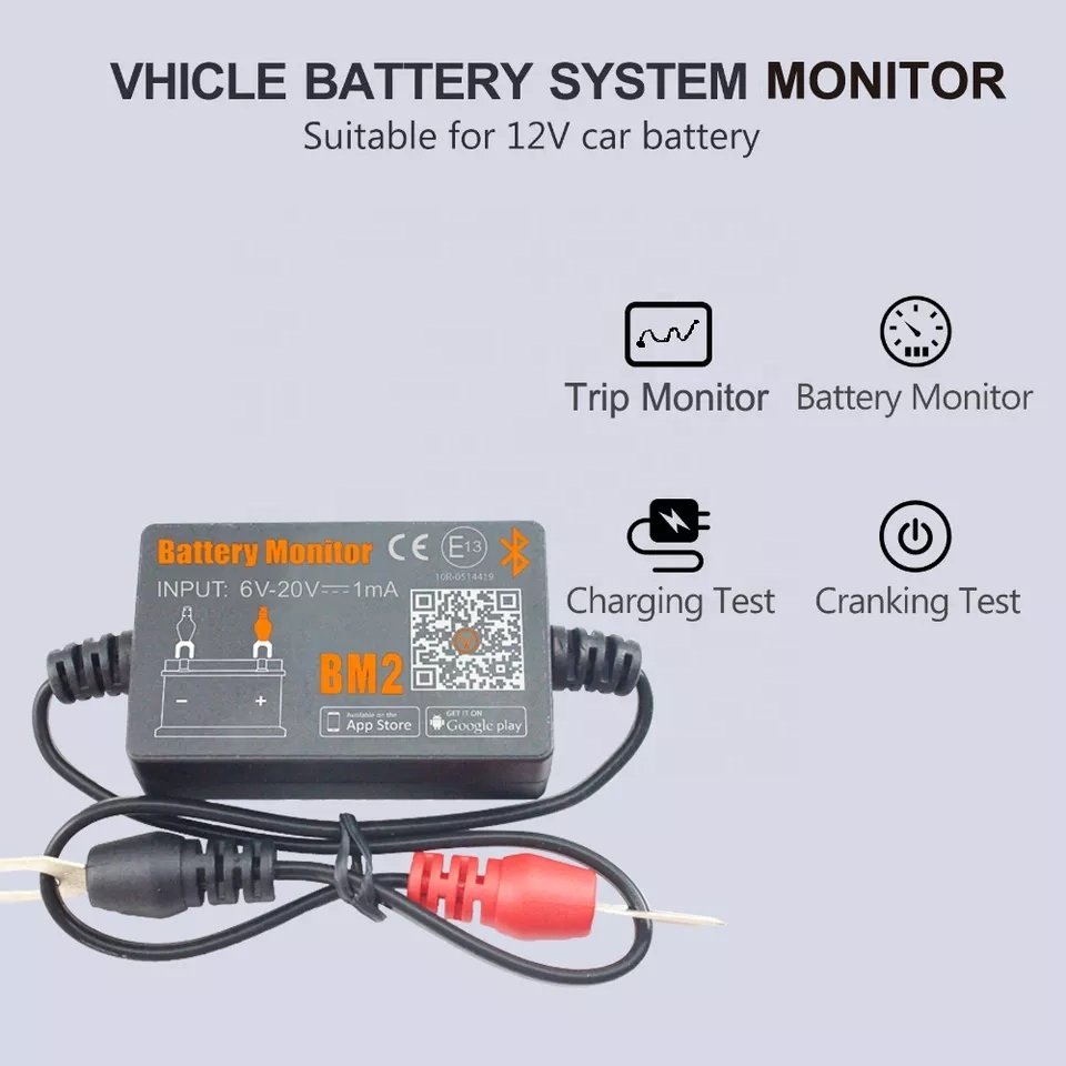 QUICKLYNKS 12v Battery monitor with 4.0 bluetooth Car Battery Health Monitor shunt BM2