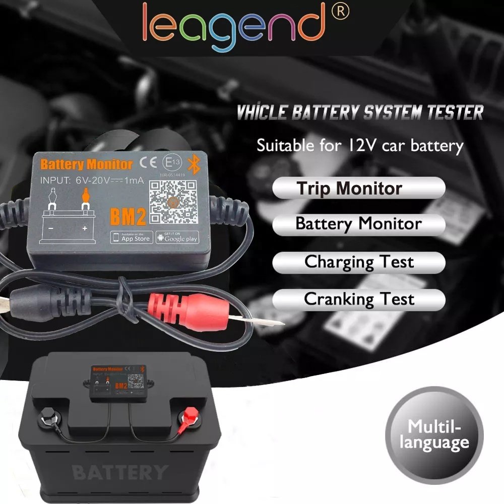 QUICKLYNKS 12v Battery monitor with 4.0 bluetooth Car Battery Health Monitor shunt BM2