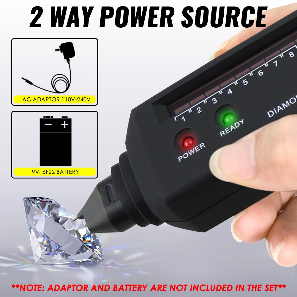 Pocket Diamond Tester UV Light Gemstone Tool Selector 2pt Stones Compact Design Audible Warning Sound Buzzer With Vinyl Pouch