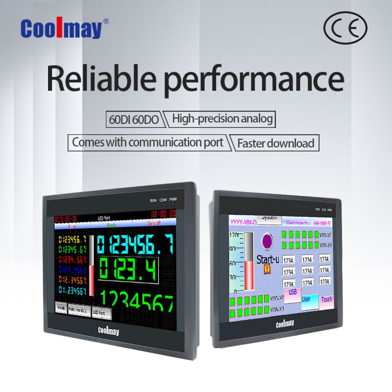 coolmay automation 24v ac dc motor relay digital input analog HMI integrated plc pac and dedicated all in one controller
