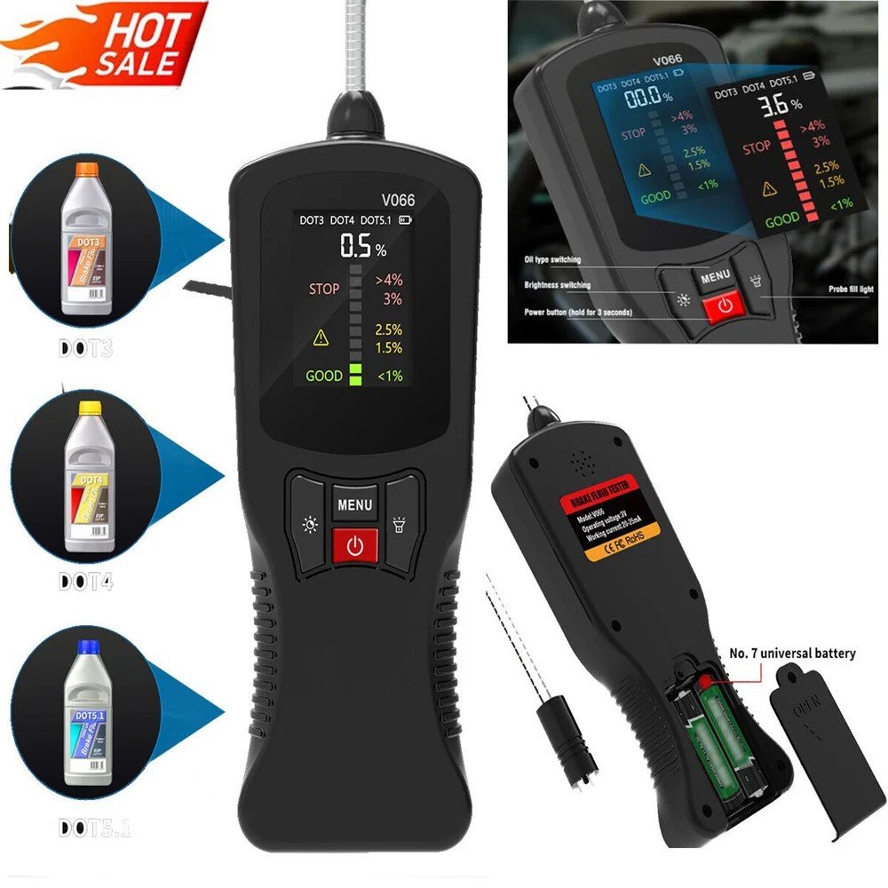 V066 High Sensitive Car Brake Fluid Oil Tester Detector Analyzer For DOT3/DOT4/DOT5.1 Brake Fluid Automotive Testing Tool