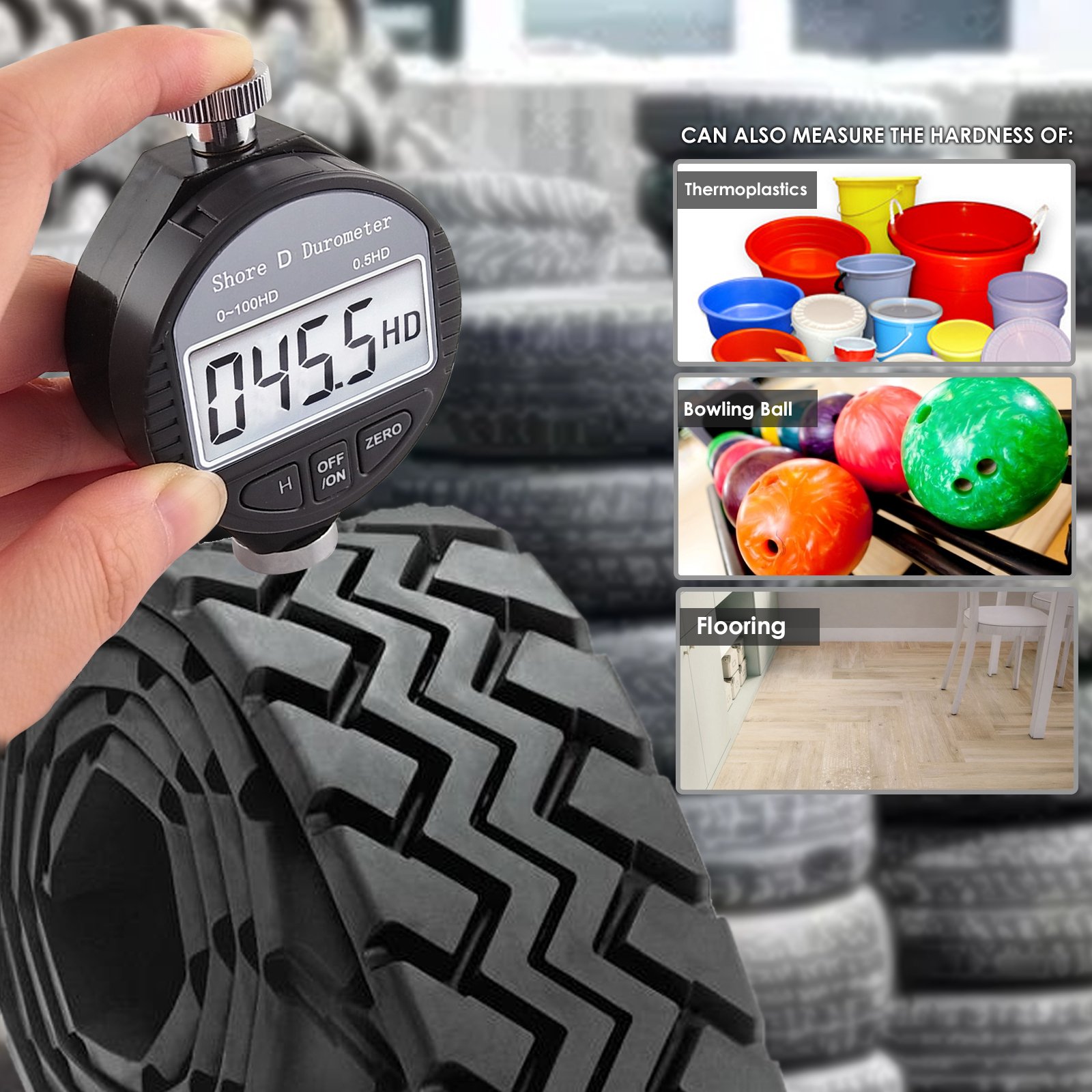 0~100HD Range Tester Digital Shore D Rubber Plastics Durometer Hardness Meter Self Calibration (OEM Packaging Available)