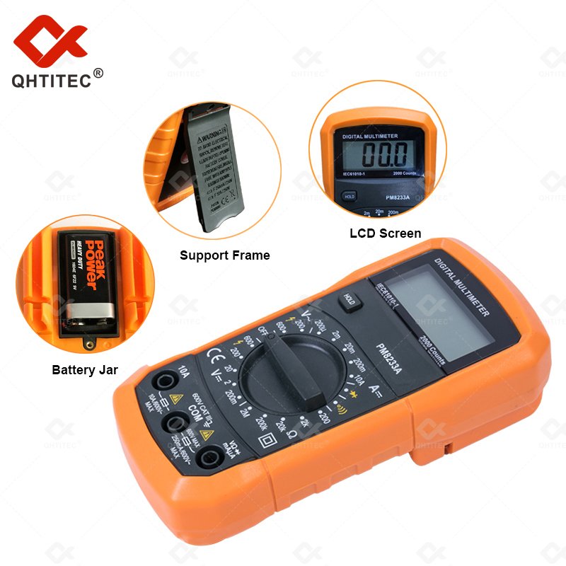 PM8233A High Accuracy Resistance Tester Digital Multimeter Double Fuse Protection Meter Peakmeter Multimeter