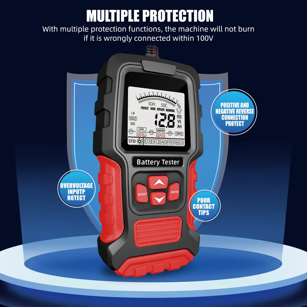 Car Electricmobile/bicycle Digital Display Smart Battery Tester Multiple Protection Wireless Portable Battery Tester 12V/24V