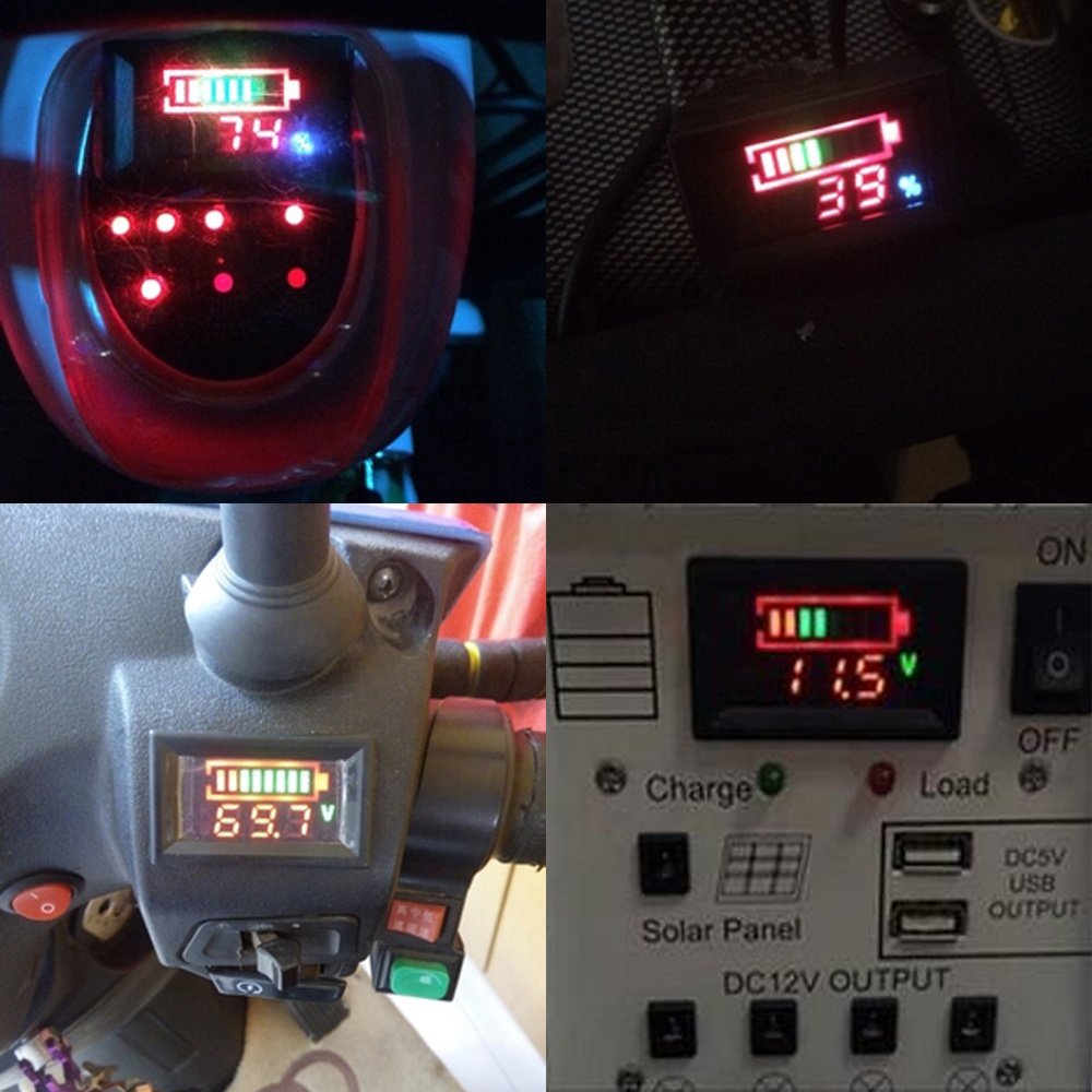 DC12V 24V 36V 48V 60V 72V 84V 96V Acid lead Lithium polymer NiMH Battery Capacity Indicator Digital LED Tester Voltmeter Monitor