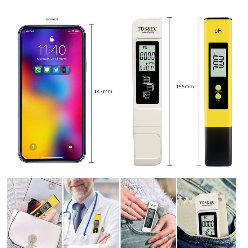 TDS3 TDS-3 water meter tester pen TDS/EC/PH/TEMP PPM Portable hold with high accuracy water quality tester