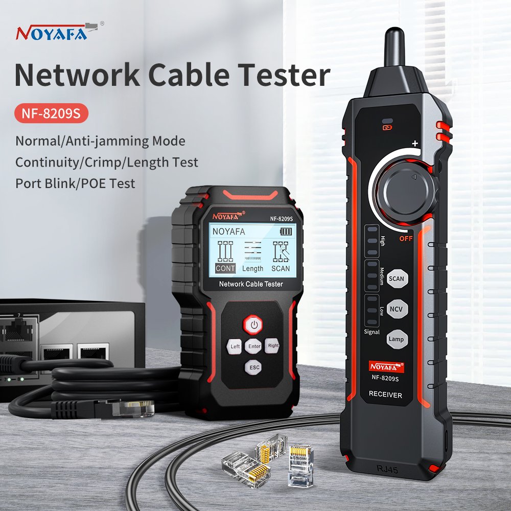 NOYAFA NF-8209S TDR Cable Length Continuity Tester POE and Port flash function QC wiremap length scan continuity