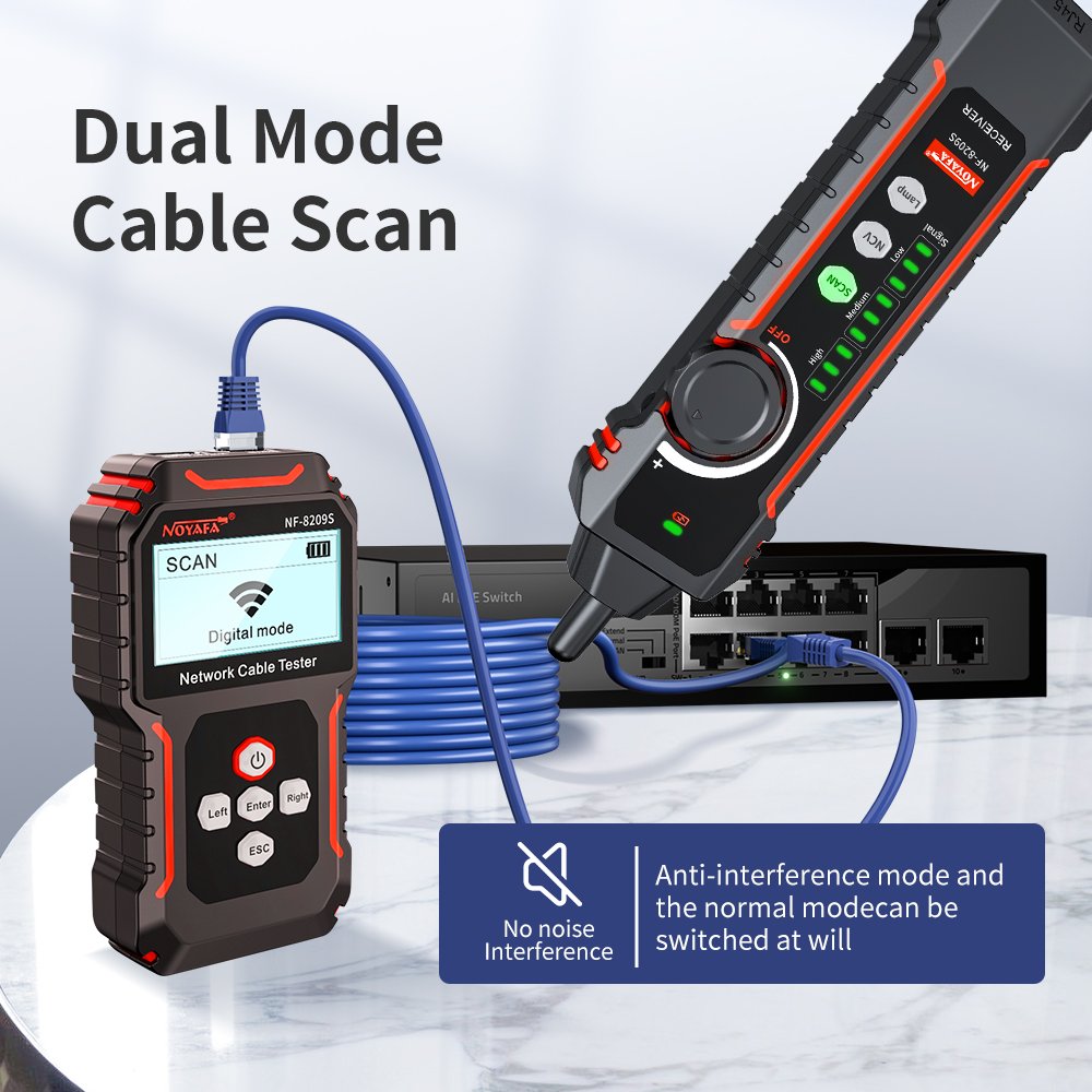 NOYAFA NF-8209S TDR Cable Length Continuity Tester POE and Port flash function QC wiremap length scan continuity