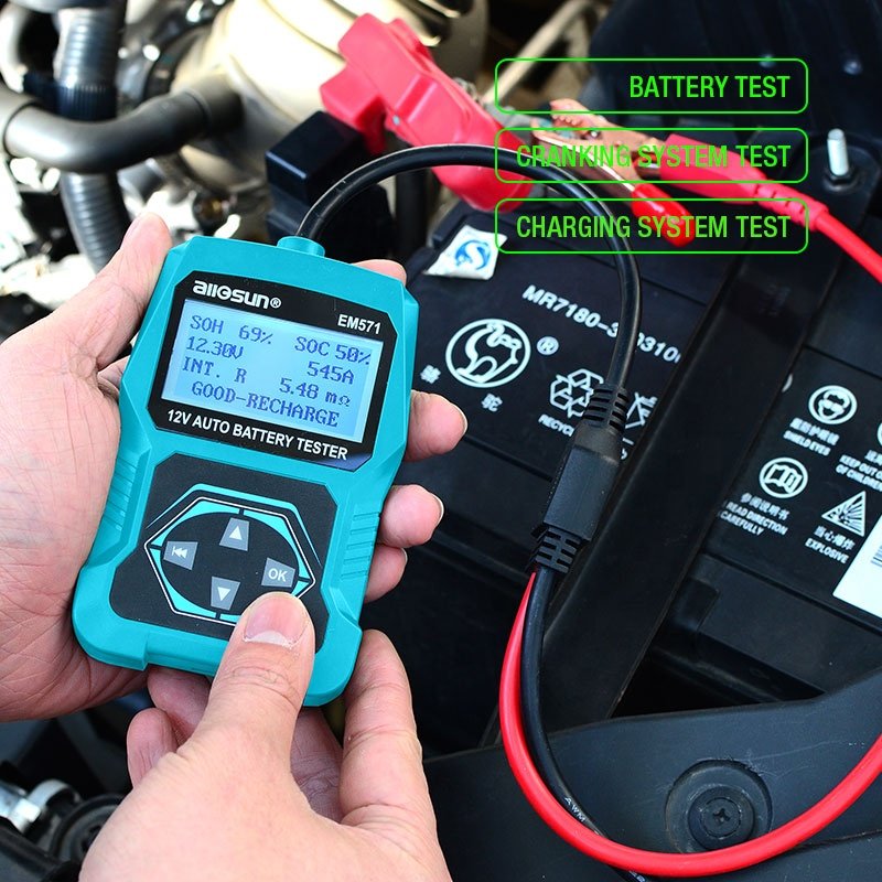 Allosun EM571 Digital Battery Analyzer 12V CCA Digital Automotive Battery Tester/Battery Load /Charging Voltage Tester