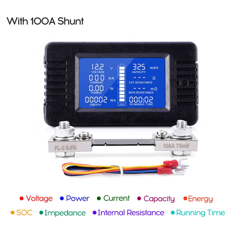 MITE MT015 0-200V 100A Discharge Impedance Internal Resistance Capacity DC Battery Monitor Meter Watt Meter Li-ion Battery Test