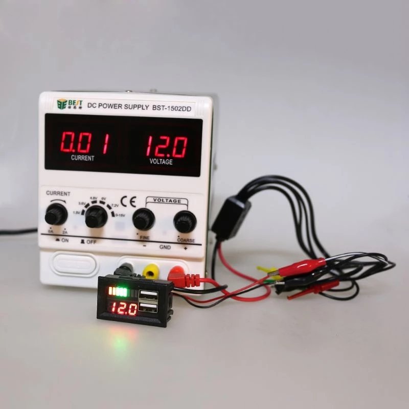 Red LED Digital Display Voltmeter Mini Voltage Meter Battery Tester Panel For DC 12V Cars Motorcycles Vehicles USB 5V 2A Output