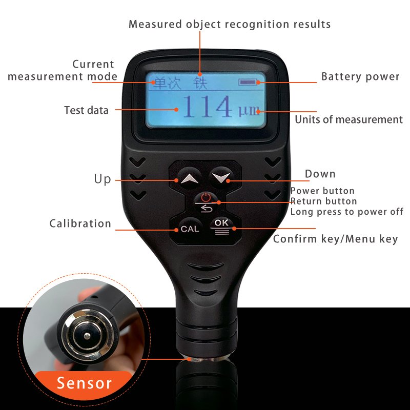TM221 Digital Automotive Paint Thickness Gauge Paint Film Thickness Detector High Precision Paint Coating Thickness Detection