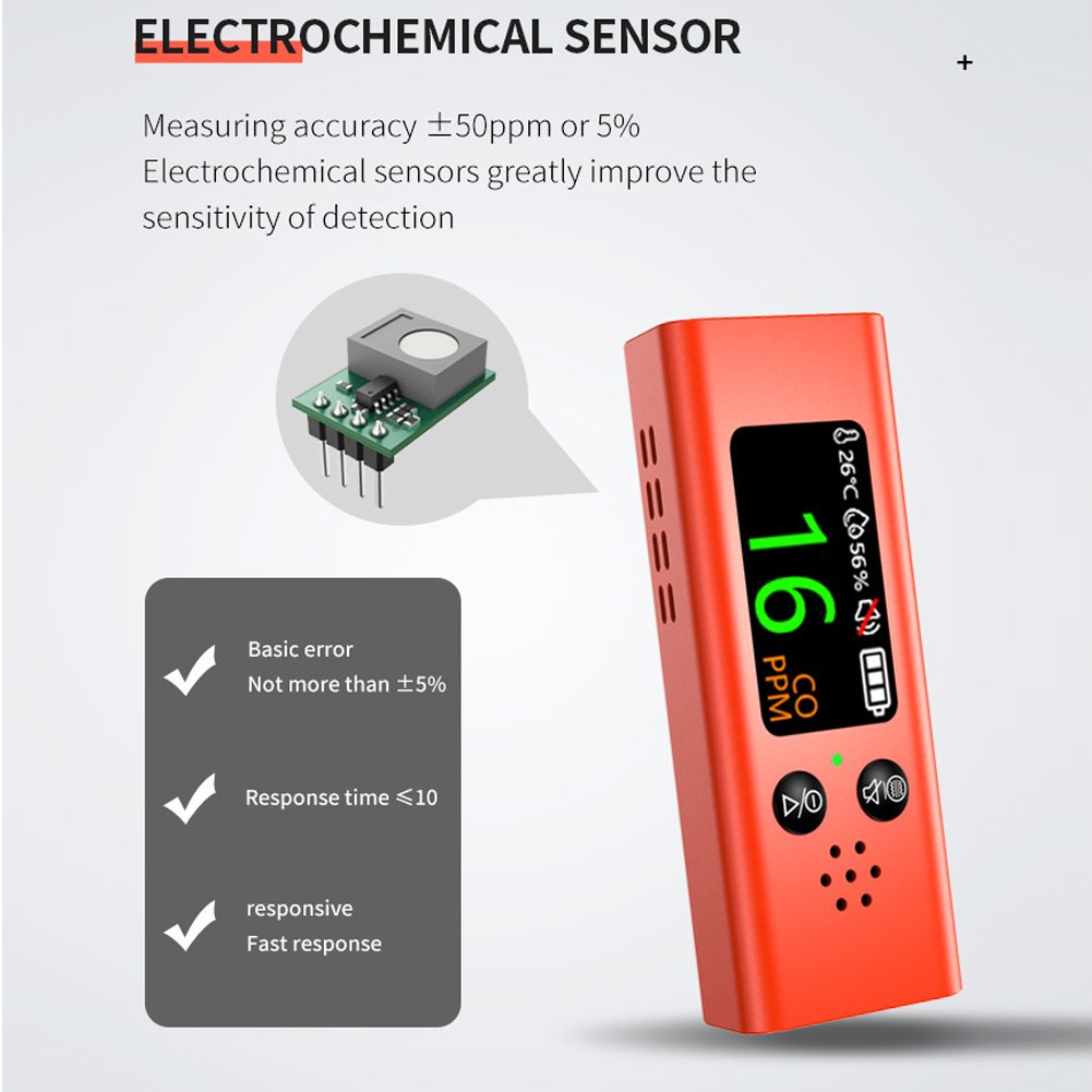 2024 3 in1 Air Quality Tester Multifunctional Digital Carbon Monoxide Temperature Humidity Detector Type-C Charging Home Office