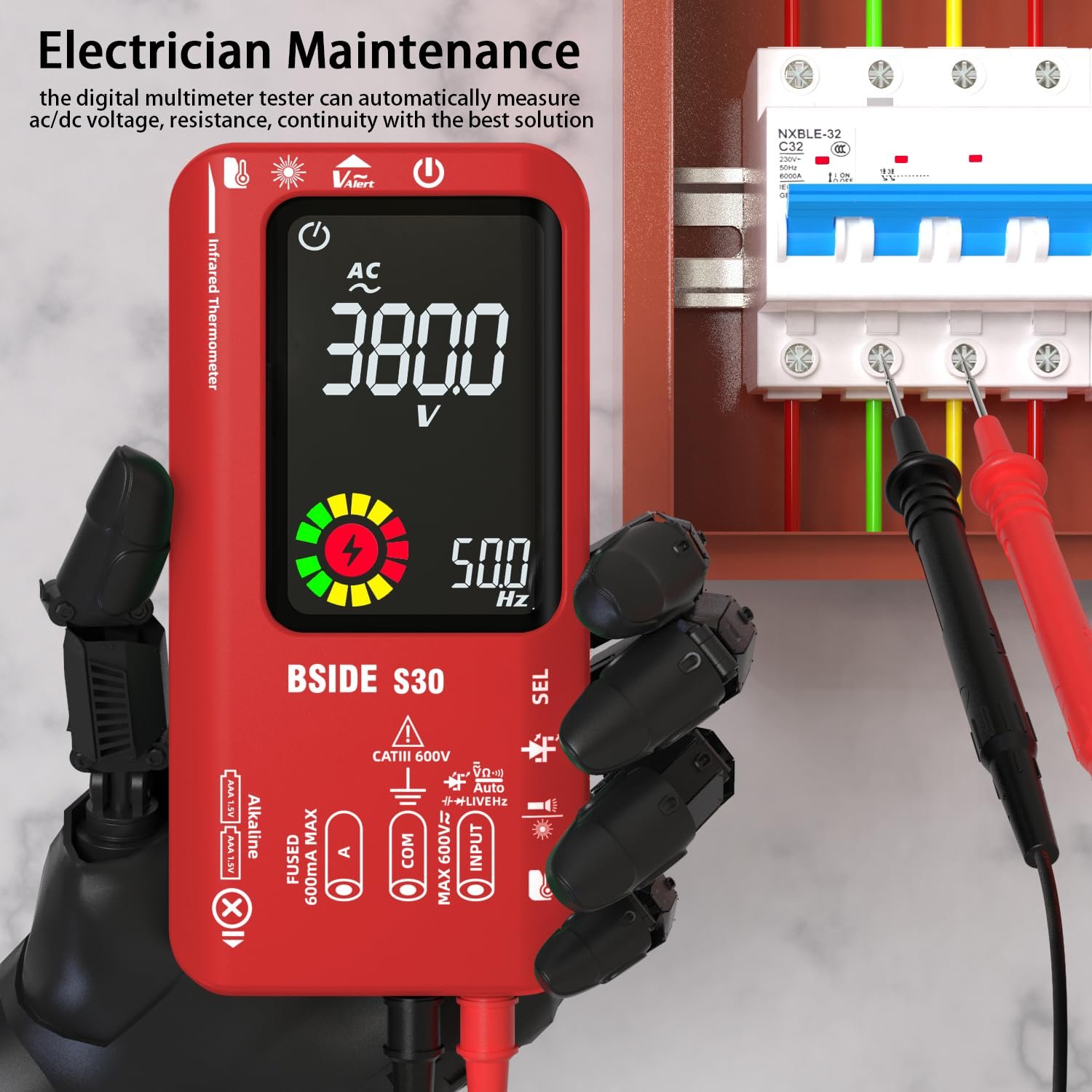 4in1 Digital Multimeter Thermometer 9999 Counts Test Pen 3.5inch LCD BSIDE S30 Voltage Capacitance Resistance Meter