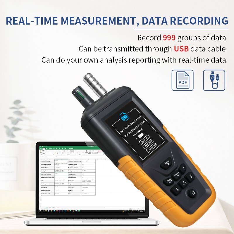 Handheld Air Quality Monitor PM2.5 PM10 Digital temperature humidity Tester Meter with Gas Analyzer for Indoor/Outdoor Use